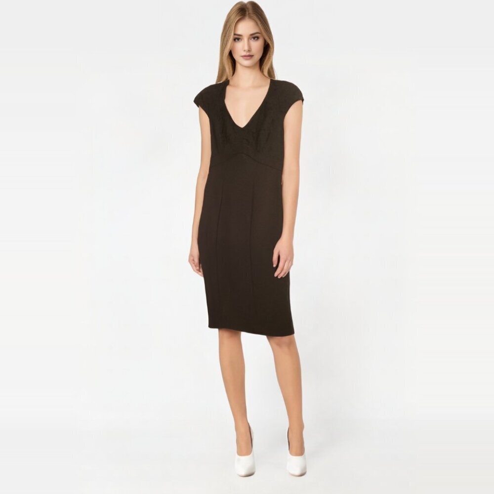 CHIC by Jacob sheath dress black lace overlay ponte knit Size XS